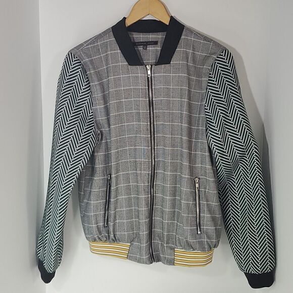 Endless Rose Multi Pattern Plaid Houndstooth Bomber Jacket Women's Size S/M - Picture 1 of 10